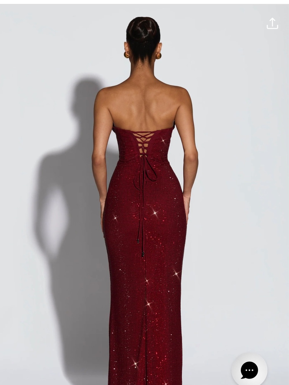 Strapless Sparkle Evening Gown in Deep Wine - Picture 2 of 7